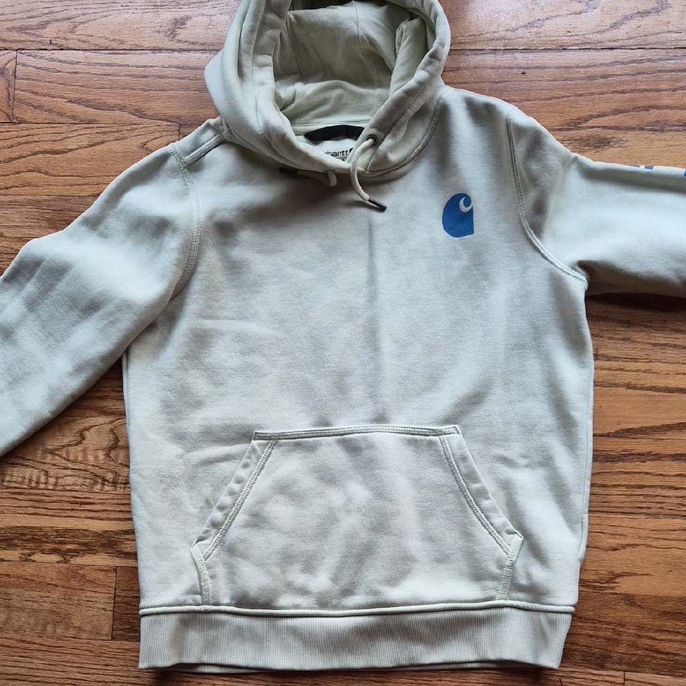 Carhartt Womens Light Green  Hoodie with Blue Logo